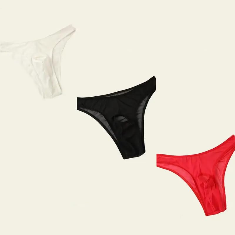 3 Pcs Men's Underwear, Mixed Color, Seamless Novel Triangle Hole Underwear2