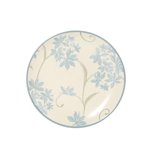 Image of Gibson Home Admiral Hall 12-Piece Matte Stoneware Dinnerware Set - Dinner Plates, Salad Plates & Bowls with Blue Floral Pattern, Durable Everyday Dish Set, Microwave & Dishwasher Safe
