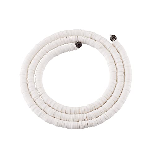 4mm Flat Round Polymer Clay Beads Heishi Spacer Loose Beads for Necklaces Bracelets Earrings Jewellery Making About 380~400pcs,White