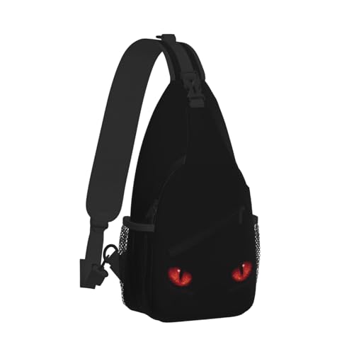Image of SUPLUCHOM Sling Bag Red Eyes Cat Hiking Daypack Crossbody Shoulder Backpack Travel Chest Pack for Men Women
