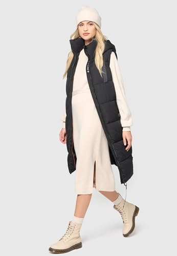 Navahoo Damen ärmellose lange Outdoorweste warme Winterjacke Schnuffelchen Black Gr. M