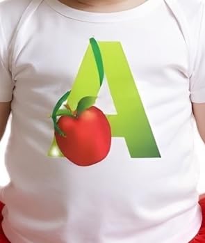 Cocoon Organics Soft Organic White Cotton Alphabet Print Letter A Babywear (9-12 Months) 2