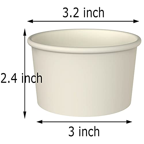 Hulless 200 Pcs 8 Ounce Ice Cream Cups Disposable Paper Cups Dessert Bowls for Hot and Cold Food, Soup, Sundae, Frozen Yogurt - Thumbnail 2