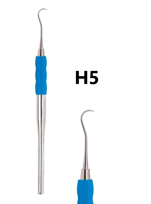 AmeriCan Goods Dental Scaler H5 with Silicone Color-Coded Grips Professional Autoclavable Single-End Light Blue Silicone Gripped Handle