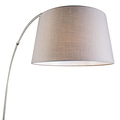 Qazqa arc-basic - Lampada da terra arco Moderno - 1 luce - L 1300 mm - Grigio - Moderno - Soggiorno