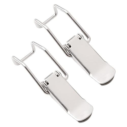 Emiif Iron Cabinet Box Hasp Lock Spring Latch Hardware, 87x18.6mm & 75x21mm, Silver, for Storage Cabinets, Refrigerated Trucks, Electrical Enclosures, Vending Machines, Safes - 2 Pack (115b)