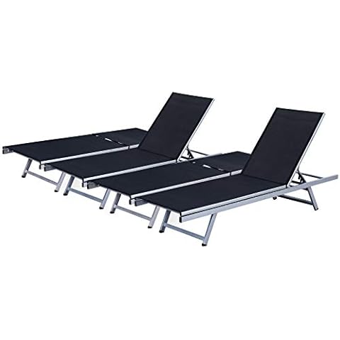 Jarder Diva Sun Lounger - Lie Flat Garden Sun Bed - 100% Rust Proof Aluminium Frame with Adjustable Back Rest (Sunlounger Quadruple Pack) Cover