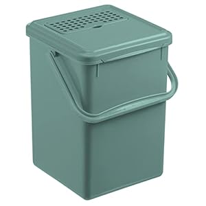 Rotho Bio Komposteimer 9l mit Aktivkohlefilter im Deckel, Kunststoff (PP) BPA-frei, Dunkelgrün, 9l (23,0 x 22,5 x 27,5 cm)