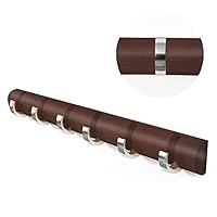 WODENY Wall Mounted Coat Key Robe Towel Scarf Rack Utility Hook Natural Bamboo Floating Hanger with Retractable & Flipped Smooth Kirsite Hooks