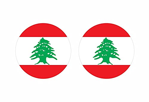 Akachafactory 2X Autocollant Sticker Rond cocarde Drapeau Liban