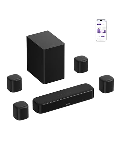ULTIMEA 7.1ch Barre de Son TV Surround avec Caisson de Basses, Barre de Son avec 4 Haut-parleurs Surround, Max 330W, Système Audio Surround, HDMI Arc,...