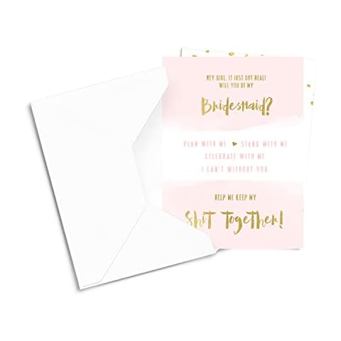Will You Be My Bridesmaid Cards (6 Pack) Asking my Maid of Honor Proposal Invites Blush and Gold Cover
