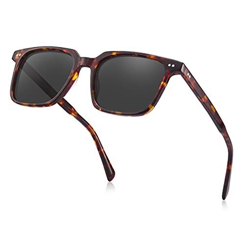 Image of STGATN Polarized Sunglasses for Men -Classic Square Hand-Polished Acetate frames UV Protection Sun Glasses