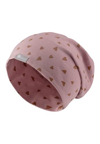 Sterntaler Beanie Herzen - Modische Babymütze aus Jersey mit Allover Druck - Mädchen UV-Schutz 30 Beanie Mütze - variabel tragbar - Baby und Kinder Übergangsmütze, samtrosa, Größe 51
