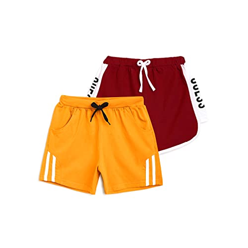 Image of Li'l Tomatoes Girls 100% Cotton Combo Shorts Pack of 2 | Soft & Breathable Summer Shorts | Elastic Waist Casual Wear | 2-14 Years