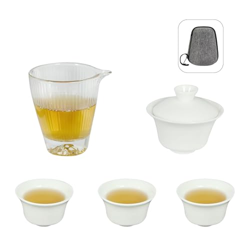 Gaiwan Tea Set, Portable Tea Set Ceramic Gongfu Tea Cups for Home, & Travel T-A-C2G