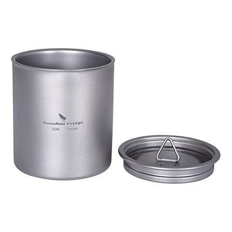 iBasingo 350ml Titanium Tea Cup Coffee Mug with Lid Double Walled Scald proof Drinkware for Home Office Camping Outdoor Indoor Tableware Ti3022D Cover