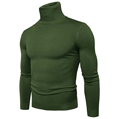 Sweater for Men Zip Up Turtleneck Long Sleeve Knitted Tops Casual Slim Fit Stretch Turtle Neck Pullover Sweaters