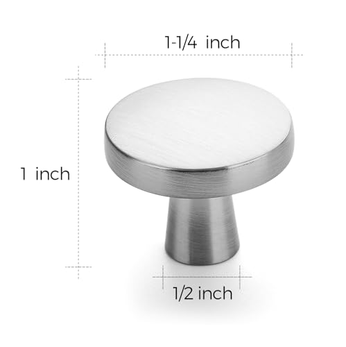 Image of Ravinte 50 Pack Drawer Pulls 1-1 /4 Inch Kitchen Cabinet Knobs Brushed Nickel Round Dresser Drawer Knobs Solid Dresser Knobs Drawer Knobs Simple Cabinet Hardware for Cupboard Drawer Pulls