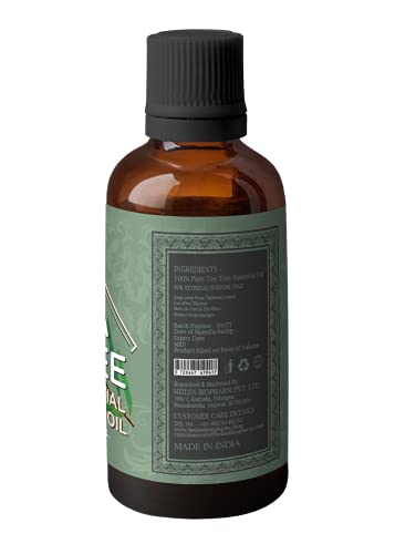 Image of Heilen Biopharm Tea Tree Essential Oil - 100 mL Bottle I Pack of 1, for Healthy Skin and Hair (Melaleuca alternifolia)