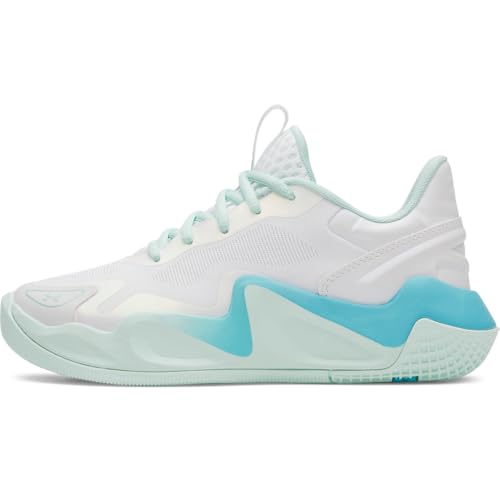 Under Armour Women's Ace Low 2 Volleyball Shoes, (100) White/Refresh Mint/Blue Blur, 8, US