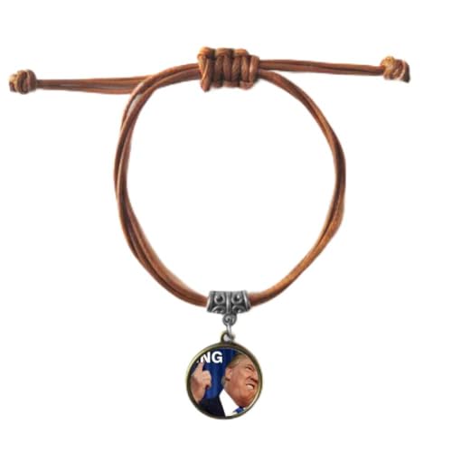 Bracelet Trump drôle fxxking ajustable en cuir et corde tressée