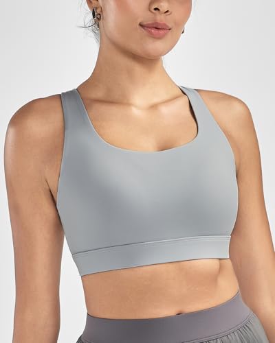 Image of RUNNING GIRL High Impact Sports Bras for Women - Scoop Neck Strappy Sports Bra High Support Moulded Cup Workout Bra