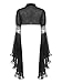 JEATHA Womens Gothic Vampire Chiffon Shrug Exaggerated Flared Sleeve Ruffled Lace Trim Bolero Black Medium