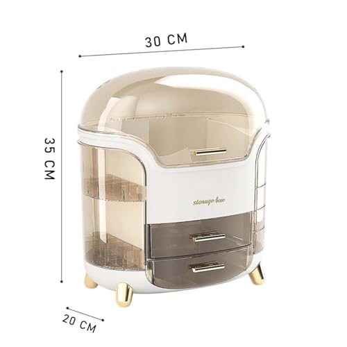 Image of mechdel Makeup Desk Organizer With Drawers, Bathroom Countertop Organizer for Cosmetics, Vanity Holder for Lipstick, Brushes, Lotions, Eyeshadow, Nail Polish and Jewelry (Makeup Storage Box-White)