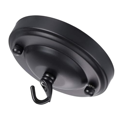 FONDOTIN Rosone Lampadario Vintage in Nero Piastra Soffitto Resistente con Gancio Portante per Lampade Sospensione per Soggiorno Cucina e Bar