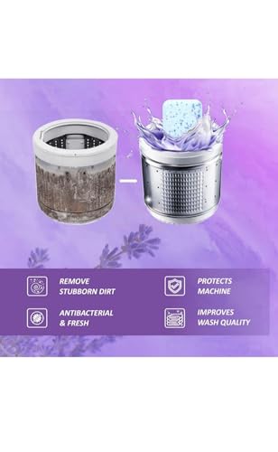 Image of Lavender-scented 20 Pcs Washing Machine Deep Cleaner Descaler Tablets for All Front and Top Load Machines, with Descaling and Stain-Removing Power (pack of 20)