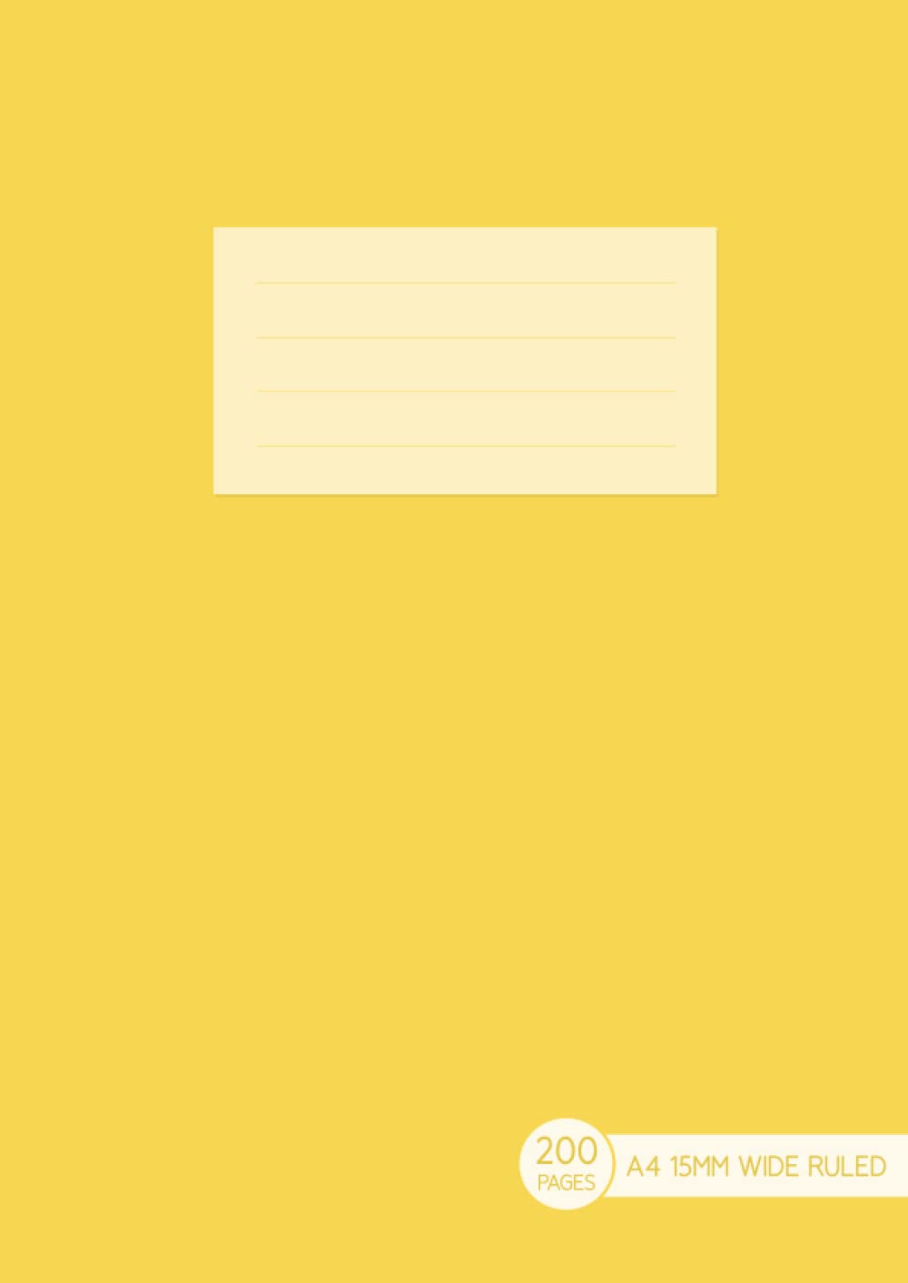 A4 School Exercise Book 15mm wide ruled: 200 Pages Yellow Lined Paper Notebook