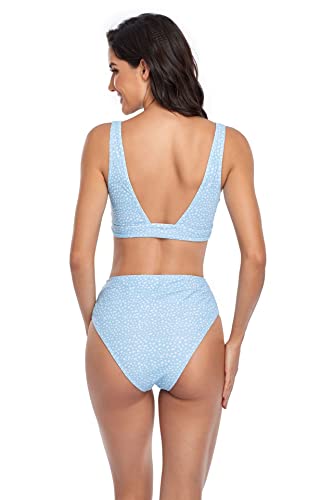 Bikini 2 pièces bleu taille haute pour sublimer les formes XL