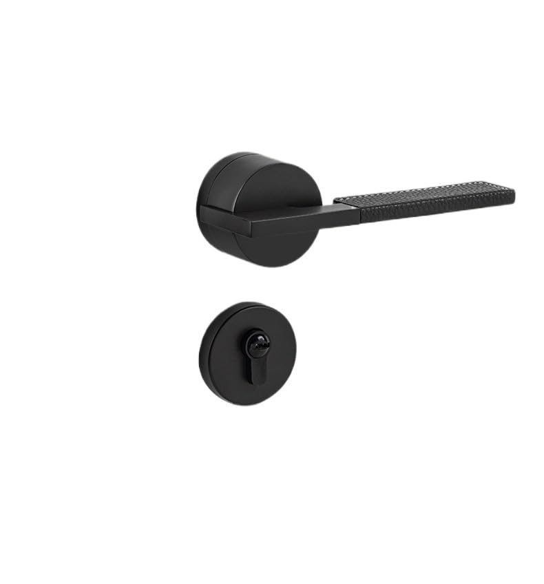 Serrure de porte intérieure design magnétique noire en zinc et cuir