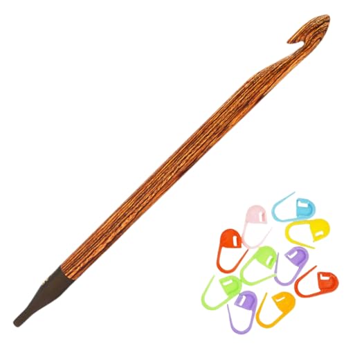 KnitPro Ginger Afghan Tunisian Interchangeable Crochet Hook 6 inch, 7.00mm (15cm, US Size -) with 10 Colorful Stitch Markers