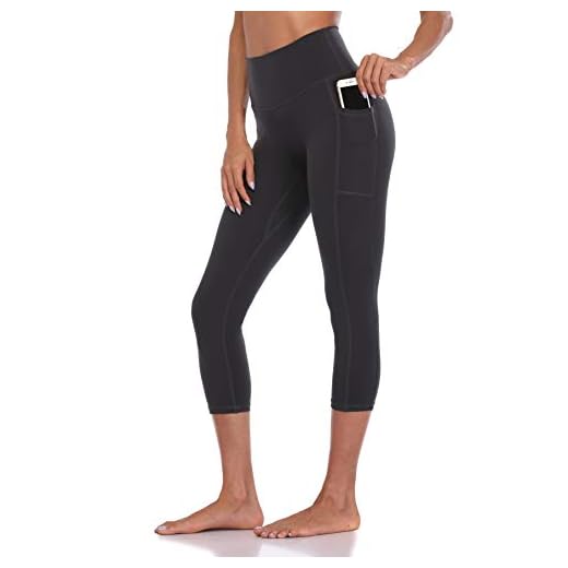 Colorfulkoala Women's High Waisted Yoga Capris 21" Inseam Leggings with Pockets (M, Charcoal Grey)