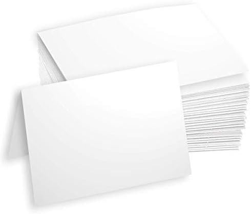 Hamilco White Cardstock Paper Blank Note Cards 5.5" x 8.5" folded 100 Pack