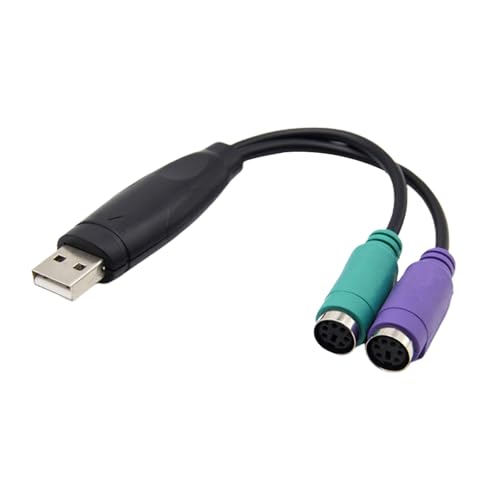 WheatThrive Adaptador USB a PS2, convertidor PS/2, adaptador de teclado y mouse para interruptor KVM, soporte de chip, cable de 15 cm, ordenador portátil