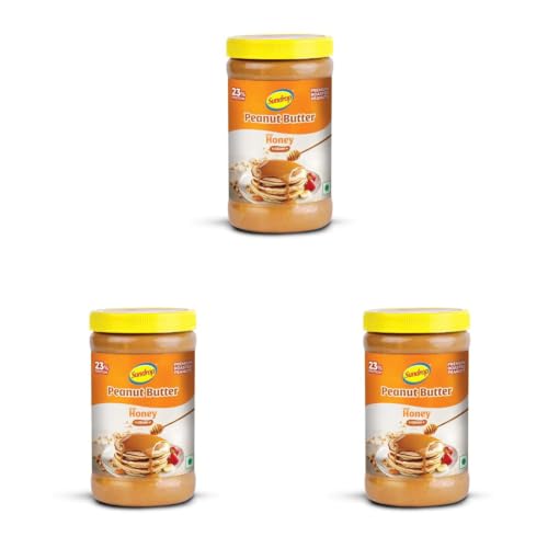 Image of Sundrop Peanut Butter with Honey | Creamy | 462 grams | With 23% Protein | 7% Dietary Fibre | Premium Roasted Peanuts | No Preservatives | Great Value Per Gram of Protein (Pack of 3)