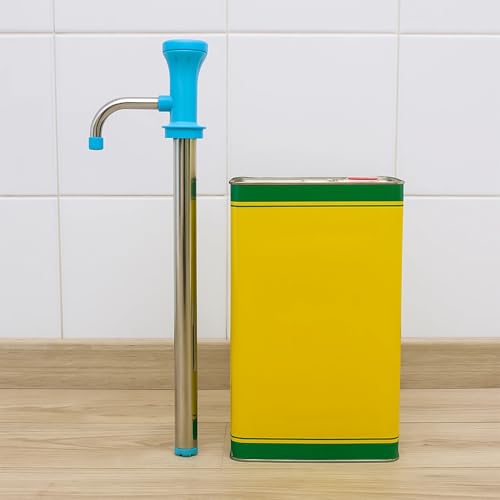 Image of SUPERMOM Oil Pump - Manual Hand Pump for Kitchen, Garage, Tin Cans, Automatic Bottle Fuel Transfer, Stainless Steel Fluid Pumping Machine for Oil and Other Liquids Dispenser, Easy to Use (1 Pc)