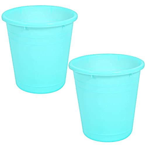 Image of Kuber Industries Plastic Dustbin|Portable Garbage Basket & Round Trash Can for Home,Kitchen,Office,College,10 Ltr,Pack of 2 (Mint Green)