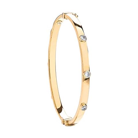 Yellow Gold Baby Bangle Cubic Zirconia Hinged Hallmarked Christening Gift Cover