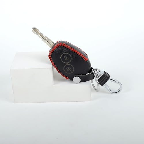 Image of Leather Smart Car Key Cover Case with Metal Hook Keychain for Nissan Terreno (Black)