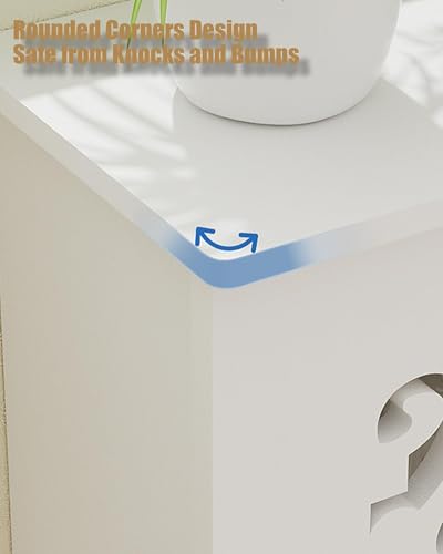 Cache-radiateur moderne blanc meuble étagère MDF design lattes 90cm - 5
