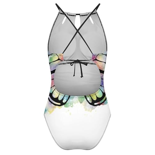 Monokini haut de gamme imprimé papillon maillots de bain doublé