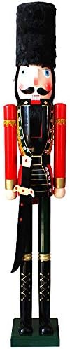 JG.Eshadoll 5ft Traditional King Nutcracker Collectible Wooden Christmas Nutcracker Festive Holiday Decor Embellished Uniform& Gold Scepter (WD00150-1-Black &red, 5FT)