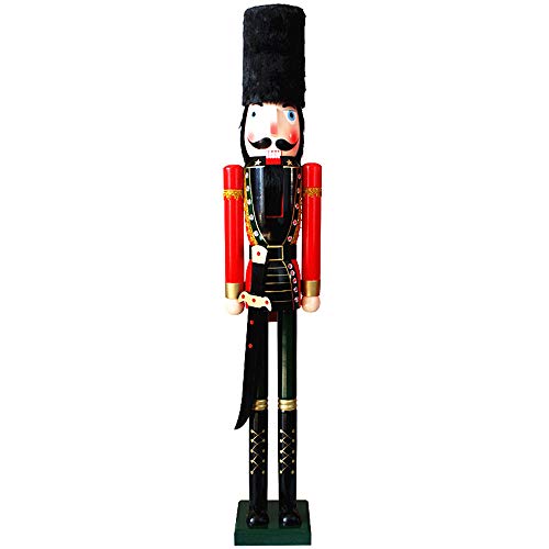 Jg.eshadoll 5Ft Traditional King Nutcracker Collectible Wooden Christmas Nutcracker Festive Holiday Decor Embellished Uniform& Gold Scepter (Wd00150-1-Black &Red, 5Ft) #TOP24