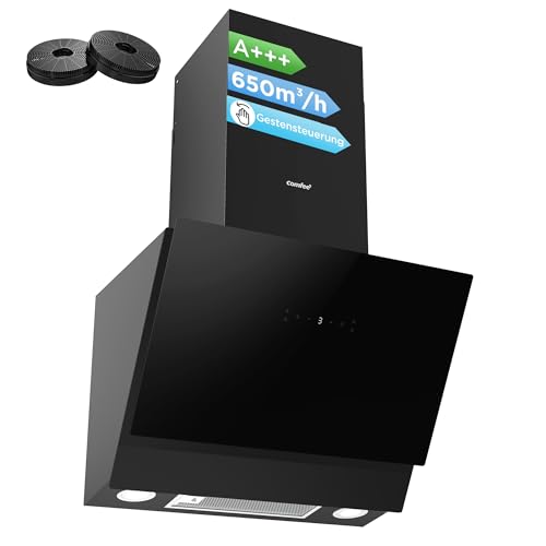 COMFEE\' CH60J72ET6A3B A+++ Dunstabzugshaube 60 cm, 650m³/h Luftstrom, Kopffreihaube 60cm Umluft und Abluft, Touchscreen, Gestensteuerung, 4 Geschwindigkeiten, LED, Schwarz COMFEE\' CH60J72ET6A3B A+++ Dunstabzugshaube 60 cm, 650m³/h Luftstrom, Kopffreihaube 60cm Umluft und Abluft, Touchscreen, Gestensteuerung, 4 Geschwindigkeiten, LED, Schwarz