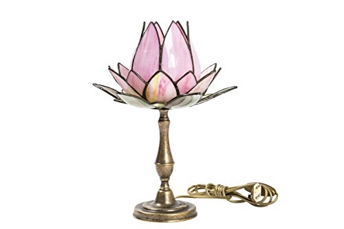 Lampada da tavolo Tiffany fior di loto rosa