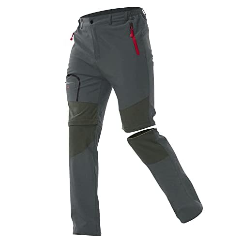 ZOEREA Pantalones Aire Libre de Hombre Convertible Pantalones Cortos Trekking Montaña Escalada Senderismo Secado Rápido Pantalón Funcionales Gris,M